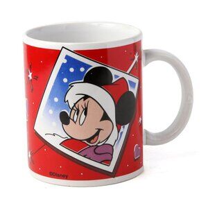 VINTAGE Disney Mickey Minnie Mouse Christmas Holiday Mug Cup Red Ceramic Retro